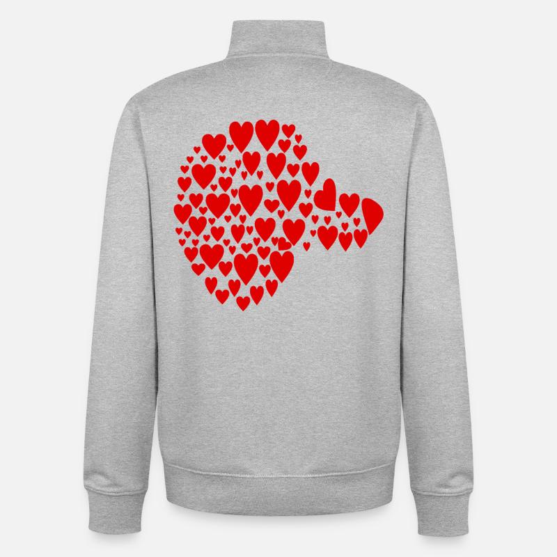 Chiens teckels - Cœur de tête - Sweat zippé unisexe en coton bio Stanley/Stella - gris chiné