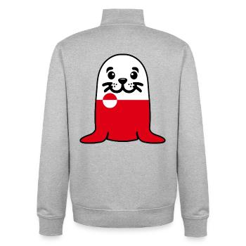 Robbe Grönland - Unisex Organic Zip Sweatshirt von Stanley/Stella - Grau meliert - Hinten - AI Model Male 185 light (185cm)
