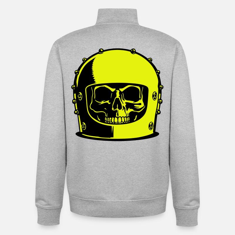 Popart casque de crâne - Sweat zippé unisexe en coton bio Stanley/Stella - gris chiné