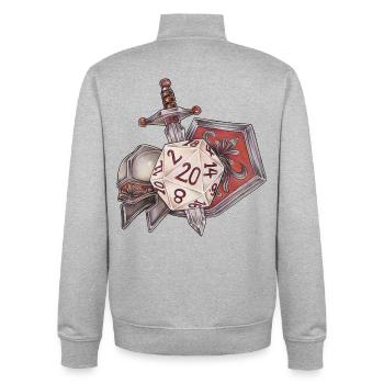 RPG Tabletop D20 Dice Gift Fighter - Unisex Organic Zip Sweatshirt by Stanley/Stella - heather grey - Back - AI Model Male 185 light (185cm)