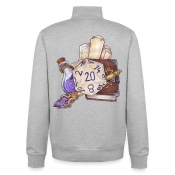 Role Playing Game Tabletop D20 Dice Gift Wizard - Unisex Organic Zip Sweatshirt by Stanley/Stella - heather grey - Back - AI Model Male 185 light (185cm)