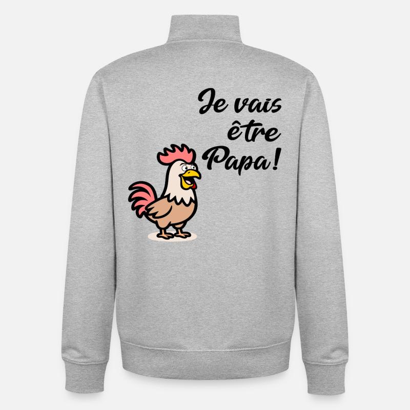 Chickens Daddy Chickens - Unisex Organic Zip Sweatshirt by Stanley/Stella - heather grey