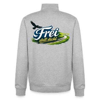 Frei statt Dicht – Nüchtern. Stark. Frei. - Unisex Organic Zip Sweatshirt von Stanley/Stella - Grau meliert - Hinten - AI Model Male 185 light (185cm)