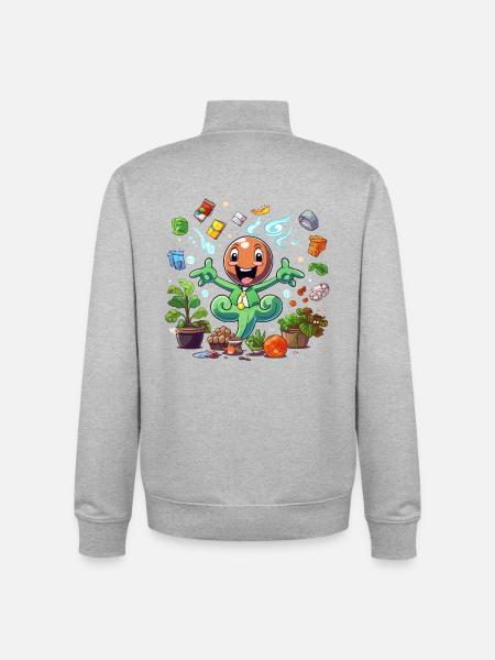 Fröhlicher Pflanzensuperheld - Unisex Organic Zip Sweatshirt von Stanley/Stella - Grau meliert