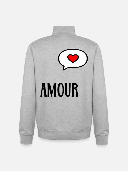Love Heart - Unisex Organic Zip Sweatshirt by Stanley/Stella - heather grey