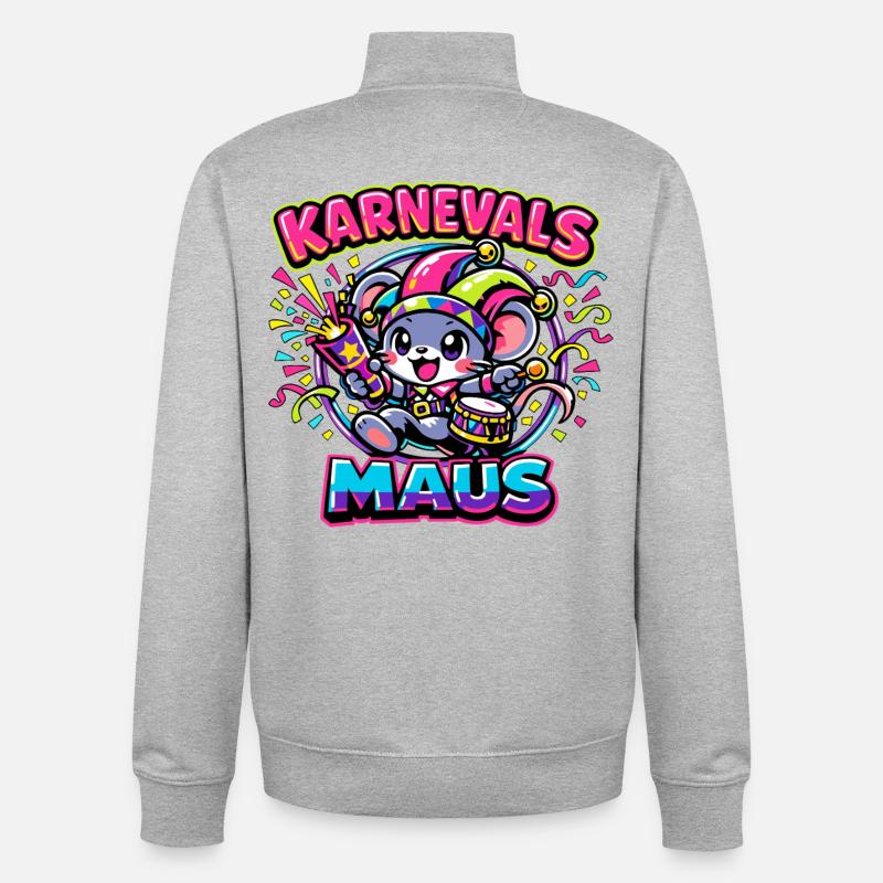 Karnevalsmaus Karneval Kostüm - Unisex Organic Zip Sweatshirt von Stanley/Stella - Grau meliert