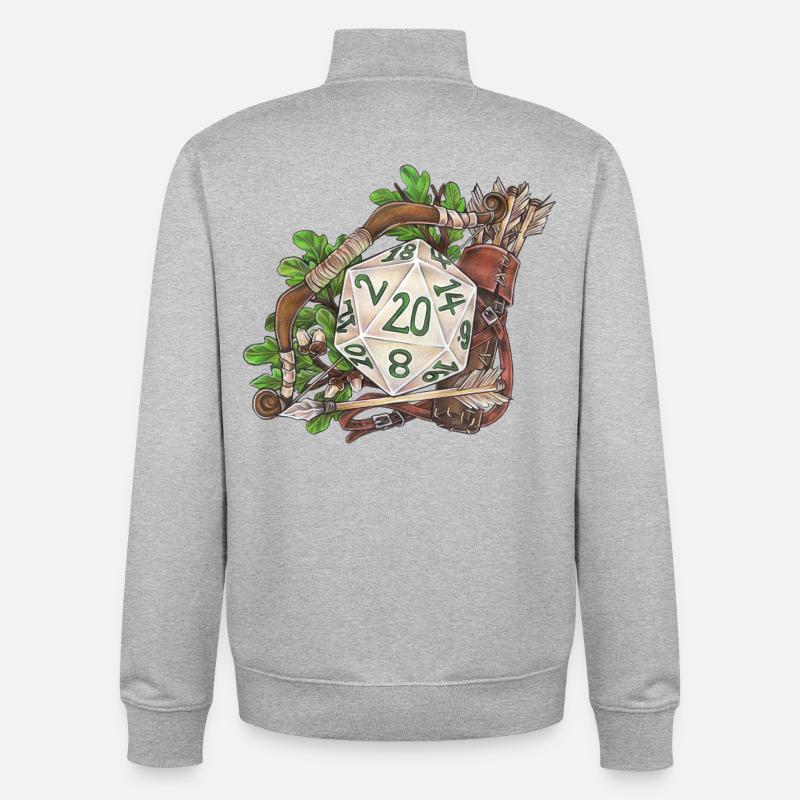 RPG Tabletop D20 Dice Gift Ranger - Unisex Organic Zip Sweatshirt by Stanley/Stella - heather grey