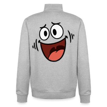 Happy Laughing Face - Unisex Organic Zip Sweatshirt by Stanley/Stella - heather grey - Back - AI Model Male 185 light (185cm)