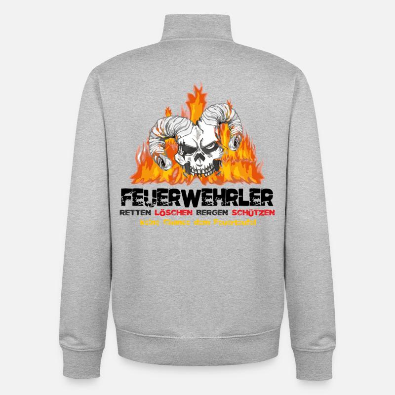 Pompier Fire Devil - Sweat zippé unisexe en coton bio Stanley/Stella - gris chiné