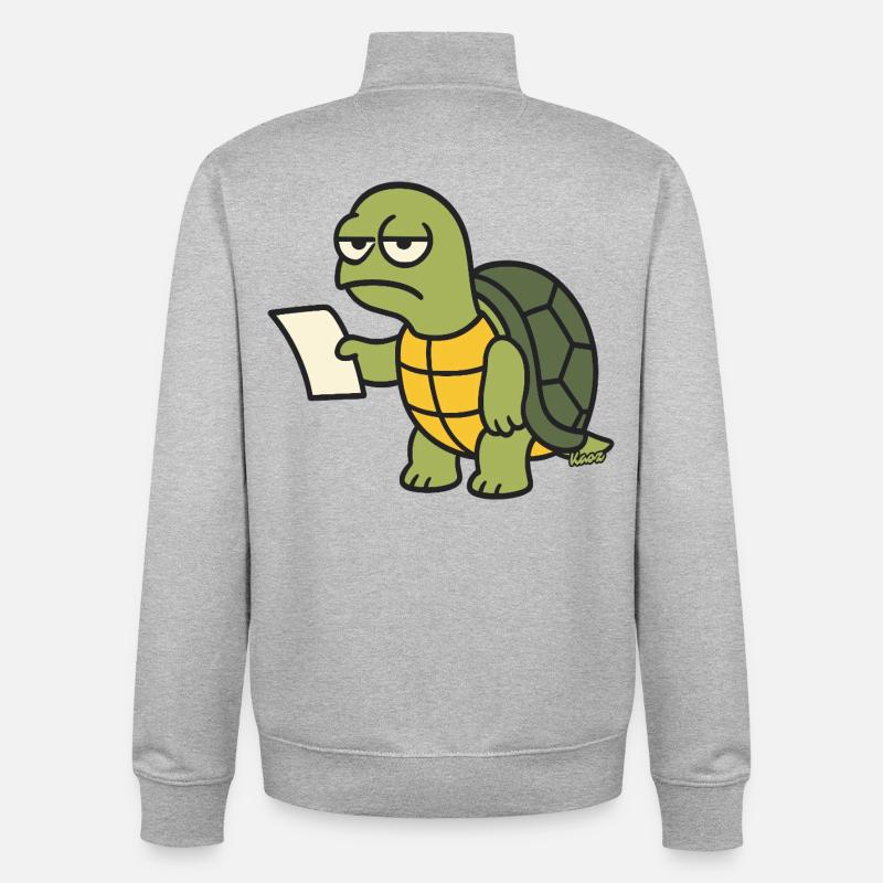 Langsame Schildkröte mit Papier - Unisex Organic Zip Sweatshirt von Stanley/Stella - Grau meliert