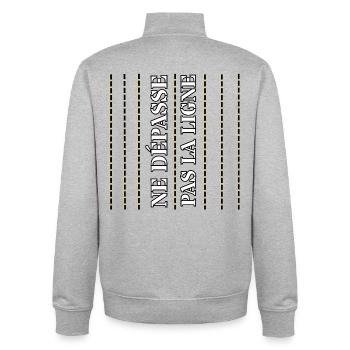 DOES NOT CROSS THE LINE - Unisex Organic Zip Sweatshirt by Stanley/Stella - heather grey - Back - AI Model Male 185 light (185cm)