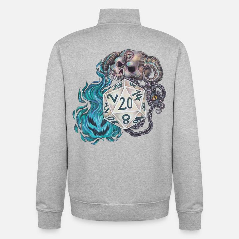 RPG Tabletop D20 Dice Gift Warlock - Unisex Organic Zip Sweatshirt by Stanley/Stella - heather grey