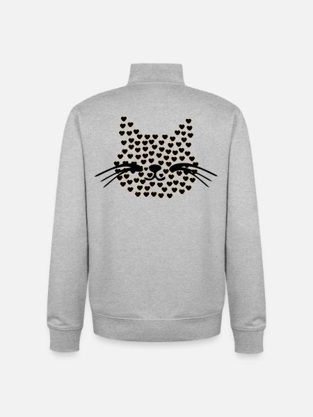 Cœurs de Chats la Saint-Valentin - Sweat zippé unisexe en coton bio Stanley/Stella - gris chiné