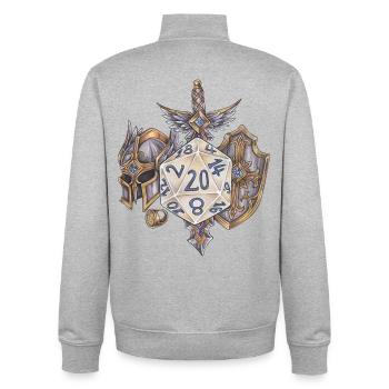 Paladin cadeau de dés D20 sur table RPG - Sweat zippé unisexe en coton bio Stanley/Stella - gris chiné - Dos - AI Model Male 185 light (185cm)
