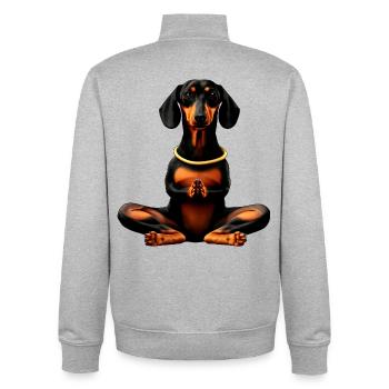 Yoga Dachshund - Unisex Organic Zip Sweatshirt by Stanley/Stella - heather grey - Back - AI Model Male 185 light (185cm)