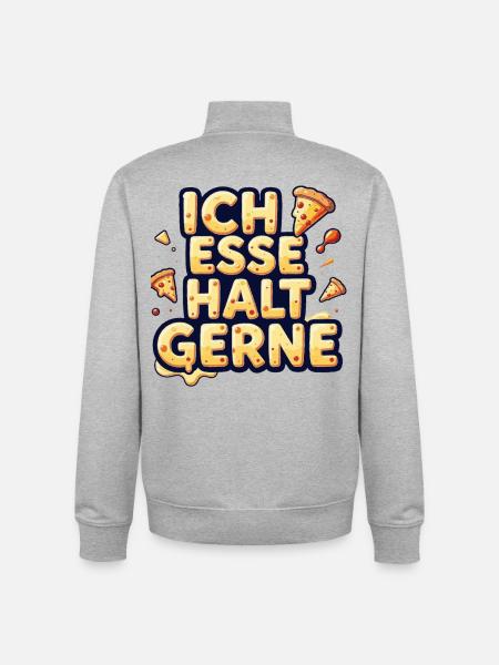 Ich esse halt gerne Pizza - Unisex Organic Zip Sweatshirt von Stanley/Stella - Grau meliert