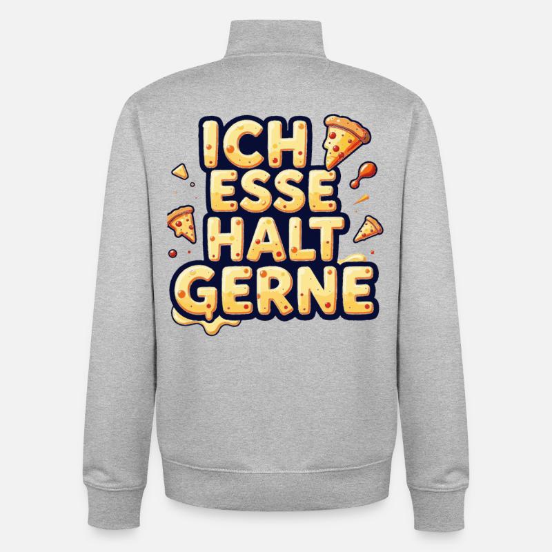 Ich esse halt gerne Pizza - Unisex Organic Zip Sweatshirt von Stanley/Stella - Grau meliert