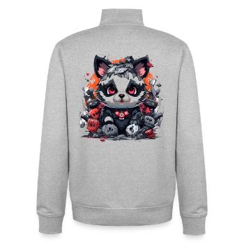 Robo Panda im Schlachtfeld - Unisex Organic Zip Sweatshirt by Stanley/Stella - heather grey - Back - AI Model Male 185 light (185cm)