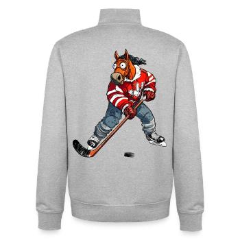Eishockey Pferd - Unisex Organic Zip Sweatshirt by Stanley/Stella - heather grey - Back - AI Model Male 185 light (185cm)