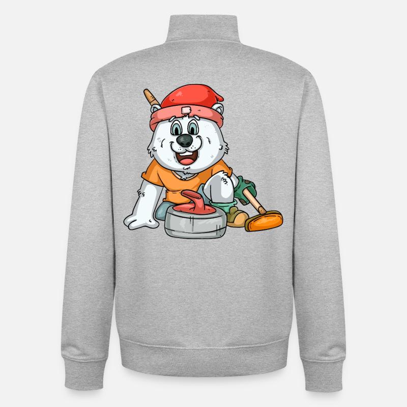 Curlingspieler Eisbär - Unisex Organic Zip Sweatshirt von Stanley/Stella - Grau meliert
