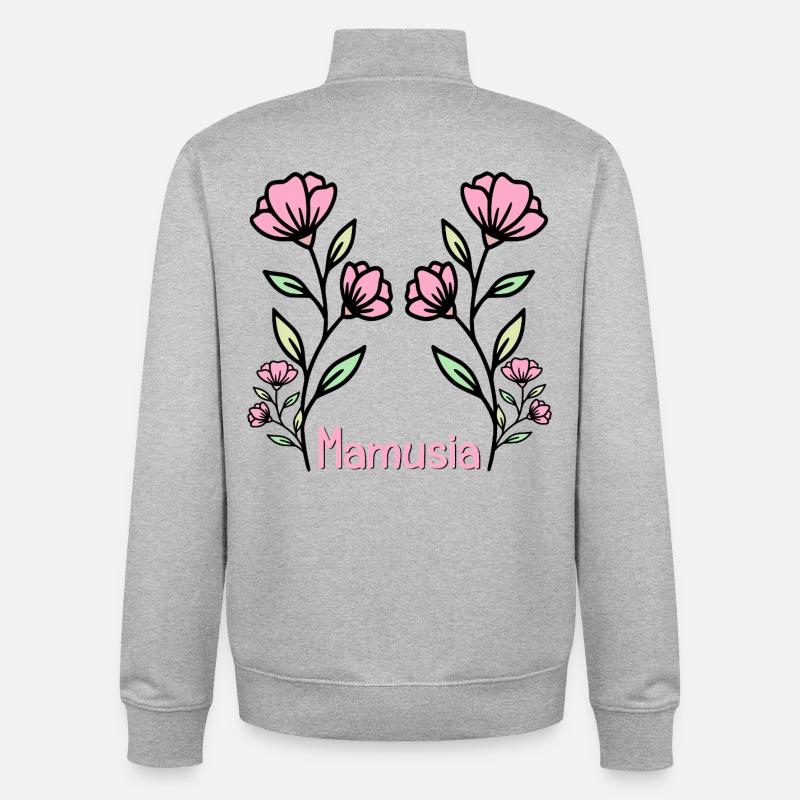 Maman Fleurs - Sweat zippé unisexe en coton bio Stanley/Stella - gris chiné