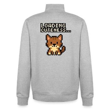 Loading time of the cuteness pixel cat - Unisex Organic Zip Sweatshirt by Stanley/Stella - heather grey - Back - AI Model Male 185 light (185cm)