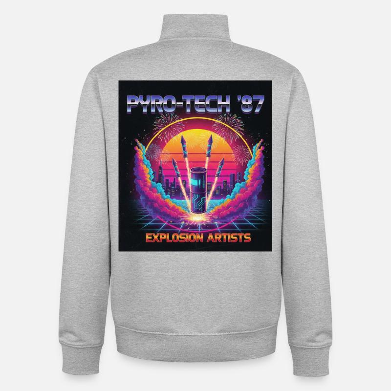 Cyber Pyro - Sweat zippé unisexe en coton bio Stanley/Stella - gris chiné