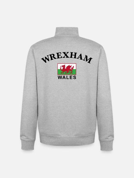 Wrexham, Wales - Unisex Organic Zip Sweatshirt by Stanley/Stella - heather grey