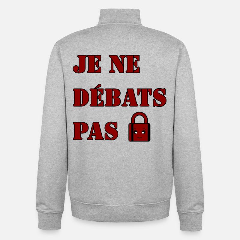 JE NE DÉBATS PAS. - Sweat zippé unisexe en coton bio Stanley/Stella - gris chiné