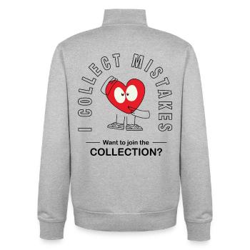 I Collect Mistakes – Minimalist Flirt Saying - Unisex Organic Zip Sweatshirt by Stanley/Stella - heather grey - Back - AI Model Male 185 light (185cm)