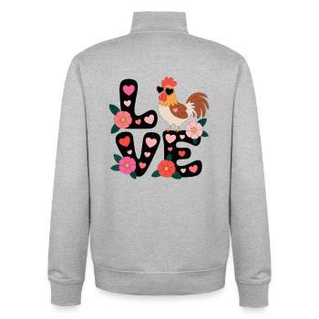 Love Hahn Blumenherz  - Unisex Organic Zip Sweatshirt von Stanley/Stella - Grau meliert - Hinten - AI Model Male 185 light (185cm)