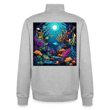 Coral Reef Underwater World - Unisex Organic Zip Sweatshirt by Stanley/Stella - heather grey - Back - AI Model Male 185 light (185cm)
