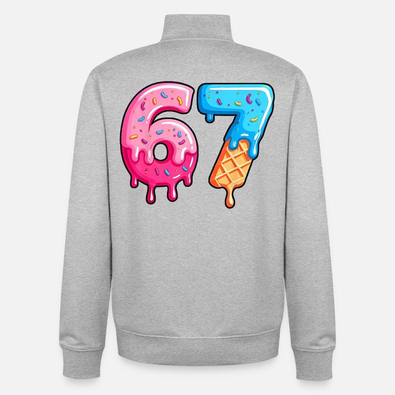 Caractères Sweet 6-7 Dessert Font - Sweat zippé unisexe en coton bio Stanley/Stella - gris chiné