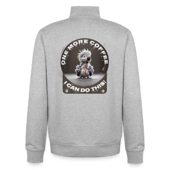 Noch ein Kaffee, ich schaffe das! - Unisex Organic Zip Sweatshirt von Stanley/Stella - Grau meliert - Hinten - AI Model Male 185 light (185cm)