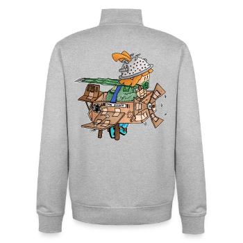 Ugo - die kostenlose Pappe und Popo-Propeller / - Unisex Organic Zip Sweatshirt von Stanley/Stella - Grau meliert - Hinten - AI Model Male 185 light (185cm)