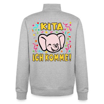 CRÈCHE CENTRE Kita Elefanten - Sweat zippé unisexe en coton bio Stanley/Stella - gris chiné - Dos - AI Model Male 185 light (185cm)