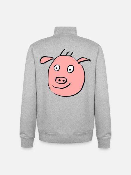 Visage de cochon mignon - Sweat zippé unisexe en coton bio Stanley/Stella - gris chiné