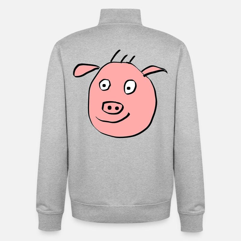 Nettes Schweine Gesicht - Unisex Organic Zip Sweatshirt von Stanley/Stella - Grau meliert