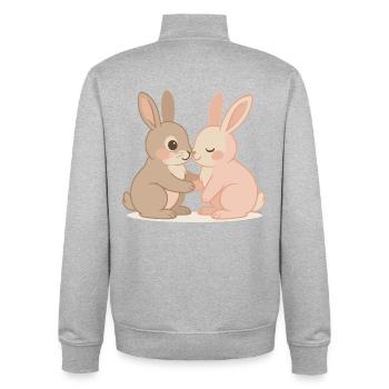 Romantic bunny couple under the stars - Unisex Organic Zip Sweatshirt by Stanley/Stella - heather grey - Back - AI Model Male 185 light (185cm)