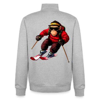 Affen Ski - Unisex Organic Zip Sweatshirt von Stanley/Stella - Grau meliert - Hinten - AI Model Male 185 light (185cm)