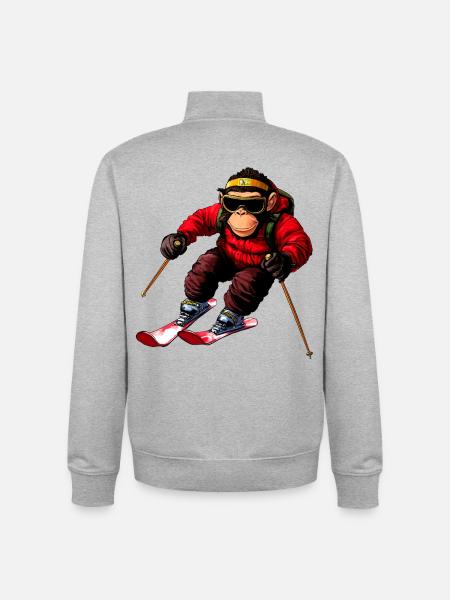 Monkey Ski - Unisex Organic Zip Sweatshirt by Stanley/Stella - heather grey