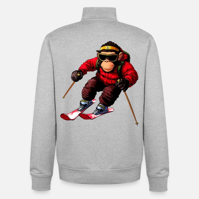 Ski de singe - Sweat zippé unisexe en coton bio Stanley/Stella - gris chiné