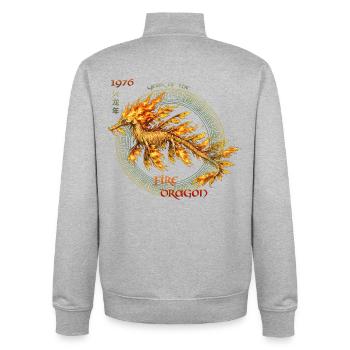 Feuer-Seedrache 1976 – Aquatic Dragon Spirit - Unisex Organic Zip Sweatshirt von Stanley/Stella - Grau meliert - Hinten - AI Model Male 185 light (185cm)