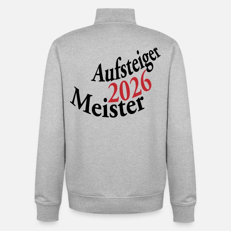 Champion et équipe promue 2026 - Sweat zippé unisexe en coton bio Stanley/Stella - gris chiné