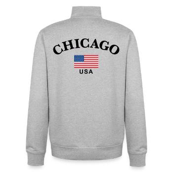 Chicago, USA - Unisex Organic Zip Sweatshirt von Stanley/Stella - Grau meliert - Hinten - AI Model Male 185 light (185cm)