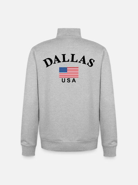 Dallas, USA - Unisex Organic Zip Sweatshirt by Stanley/Stella - heather grey