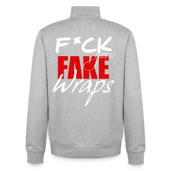 FUFW White - Sweat zippé unisexe en coton bio Stanley/Stella - gris chiné - Dos - AI Model Male 185 light (185cm)