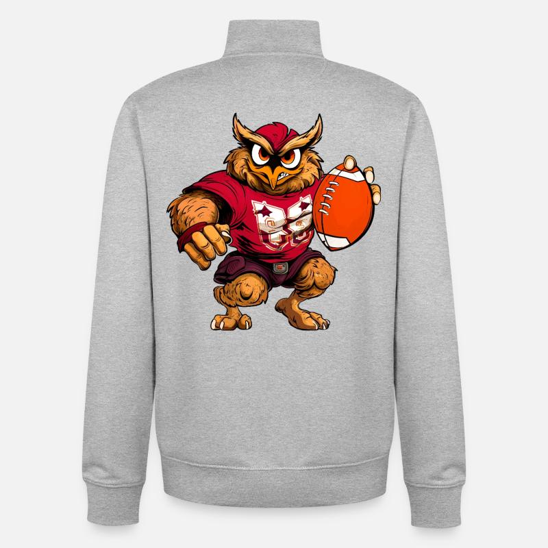 Eule Rugby - Unisex Organic Zip Sweatshirt von Stanley/Stella - Grau meliert