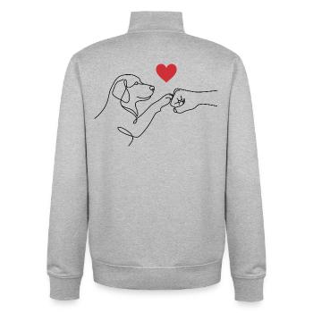 Best Friends Paw Fist - Line Art Dog Heart - Unisex Organic Zip Sweatshirt by Stanley/Stella - heather grey - Back - AI Model Male 185 light (185cm)
