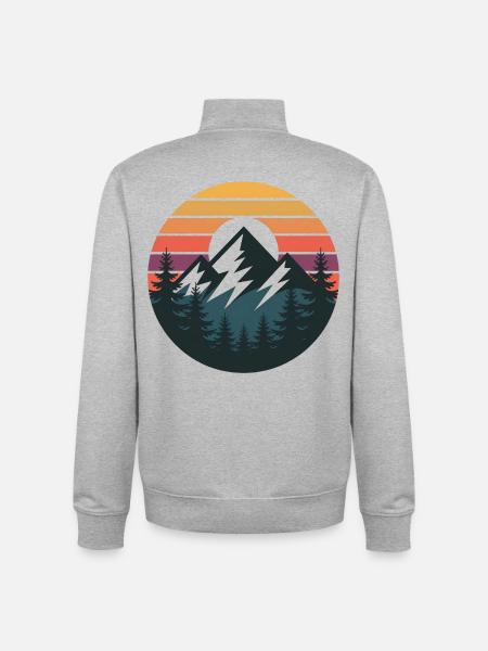 Sonnenuntergangsberge Waldsilhouette - Unisex Organic Zip Sweatshirt von Stanley/Stella - Grau meliert